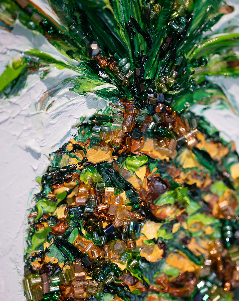 Commission Collaboration | "Shimmering Cayenne Pineapple " -10" x 8" x 7/8"