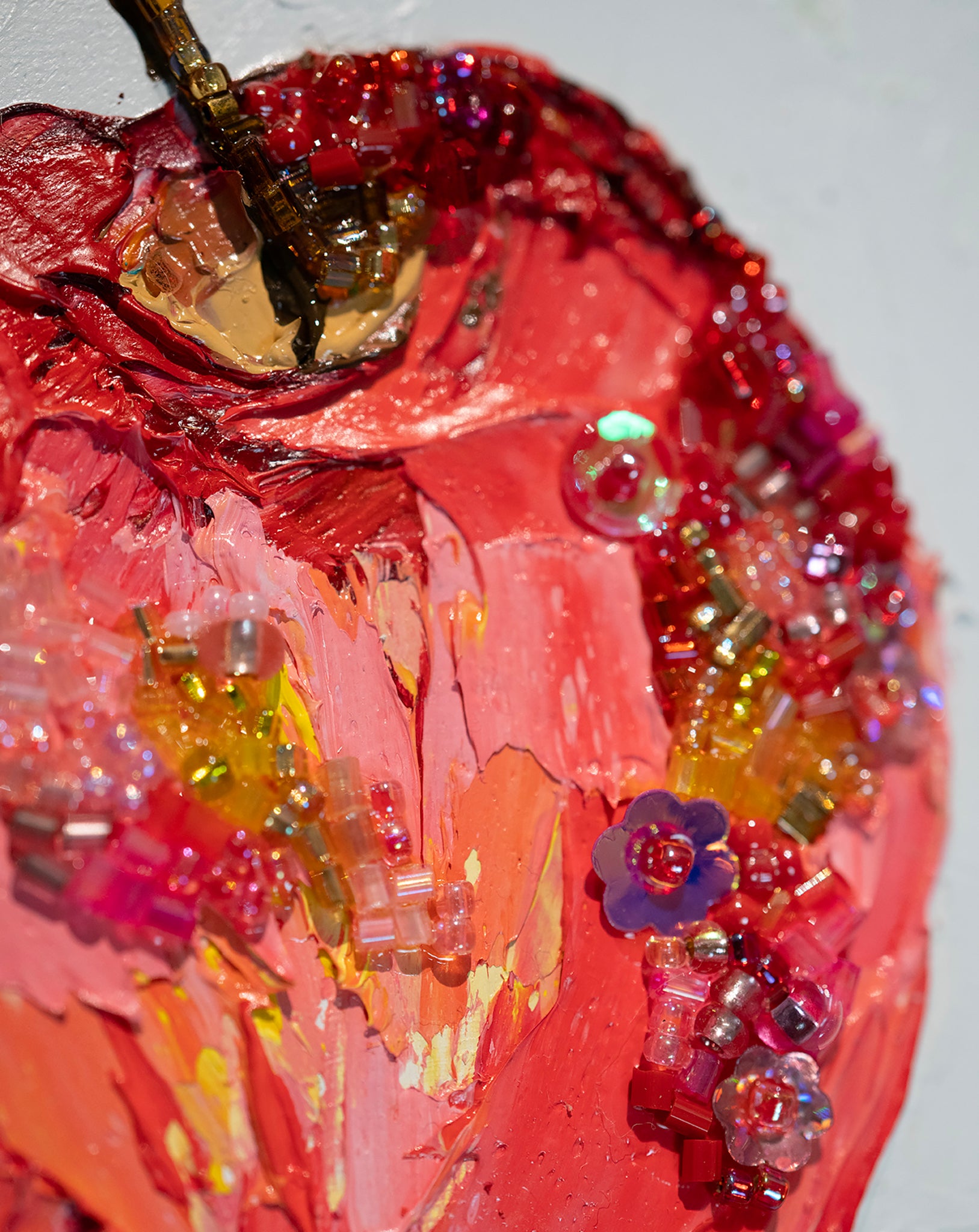 Commission Collaboration | "Glitzy Pink Lady Apple" -6" x 6" x 7/8"