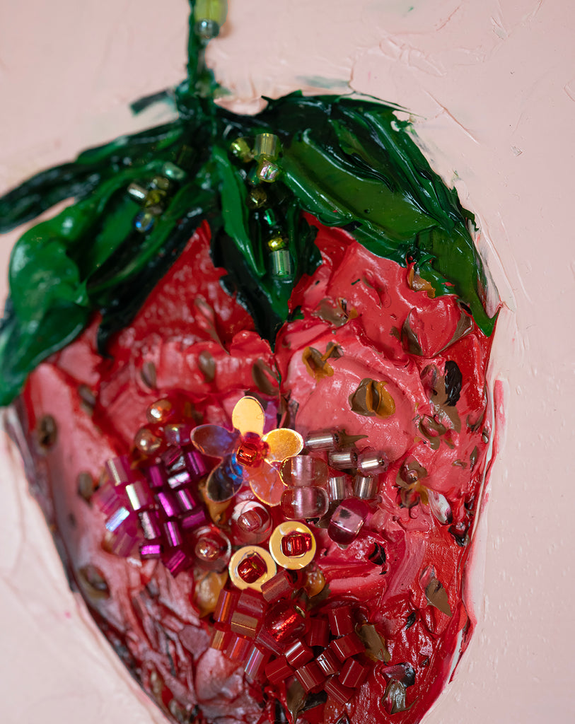 Commission Collaboration | "Earliglow Strawberry Jewel" -10" x 10" x 7/8"