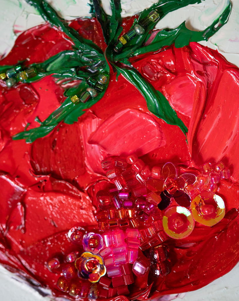 Commission Collaboration | "Heirloom Tomato Sparkle" -6" x 6" x 7/8"