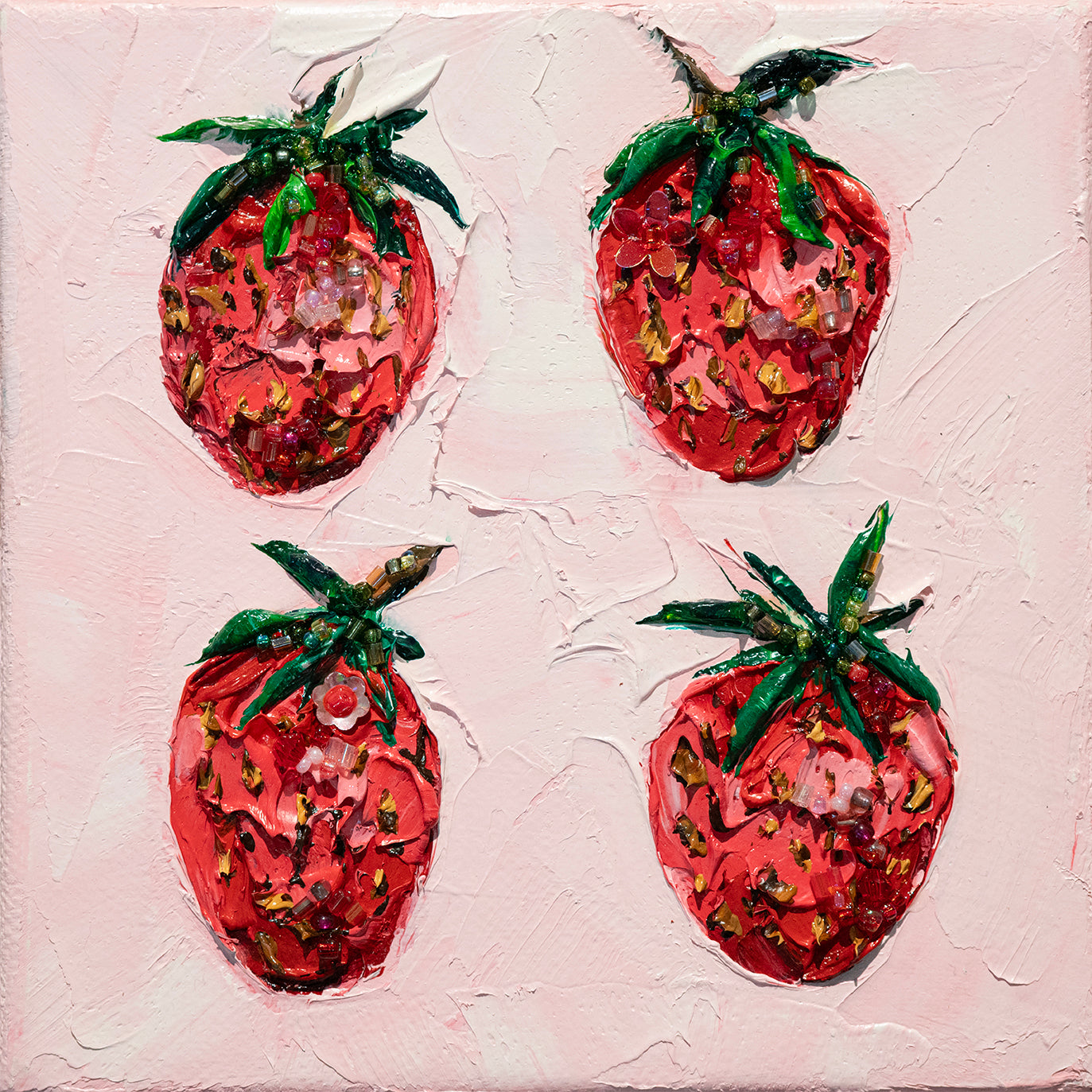 "Strawberry Quartet Jewel" -5" x 5" x 1.5"