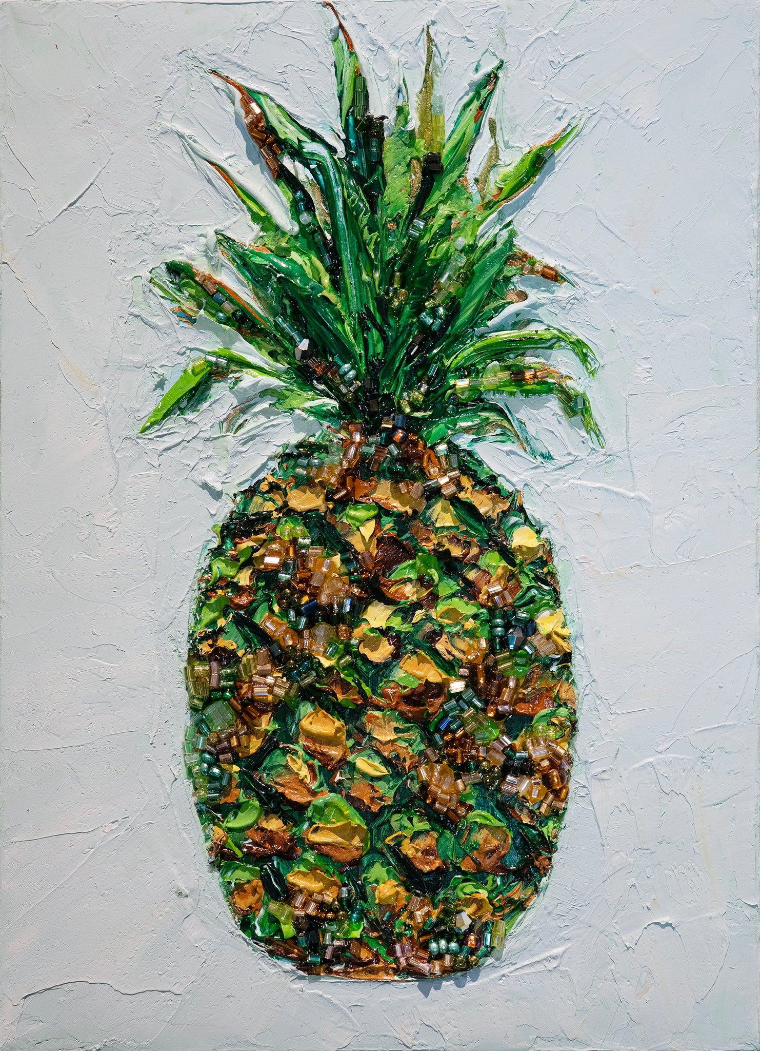 Commission Collaboration | "Shimmering Cayenne Pineapple " -10" x 8" x 7/8"