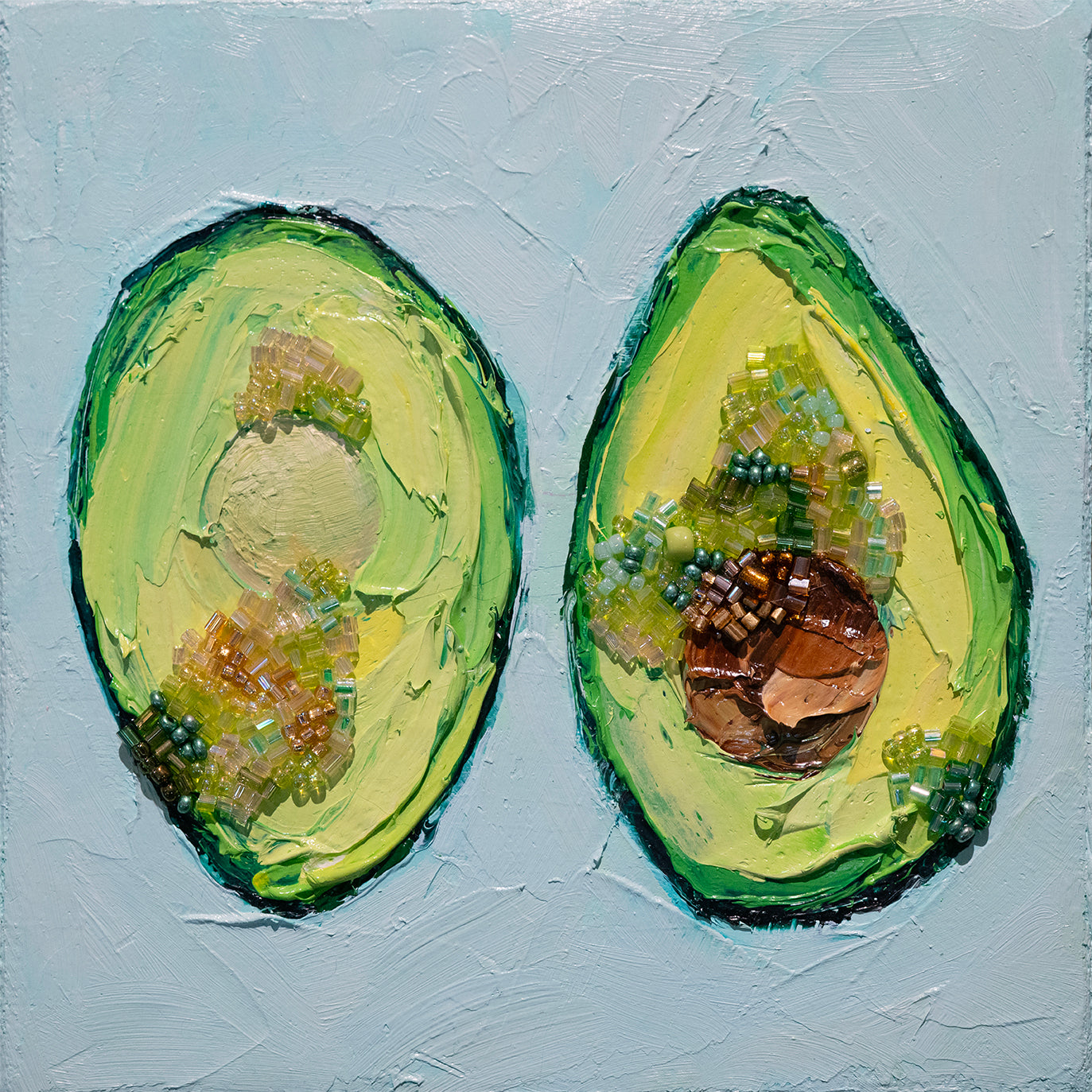 "Glitzy Gwen Avocado" -5" x 5" x 7/8"