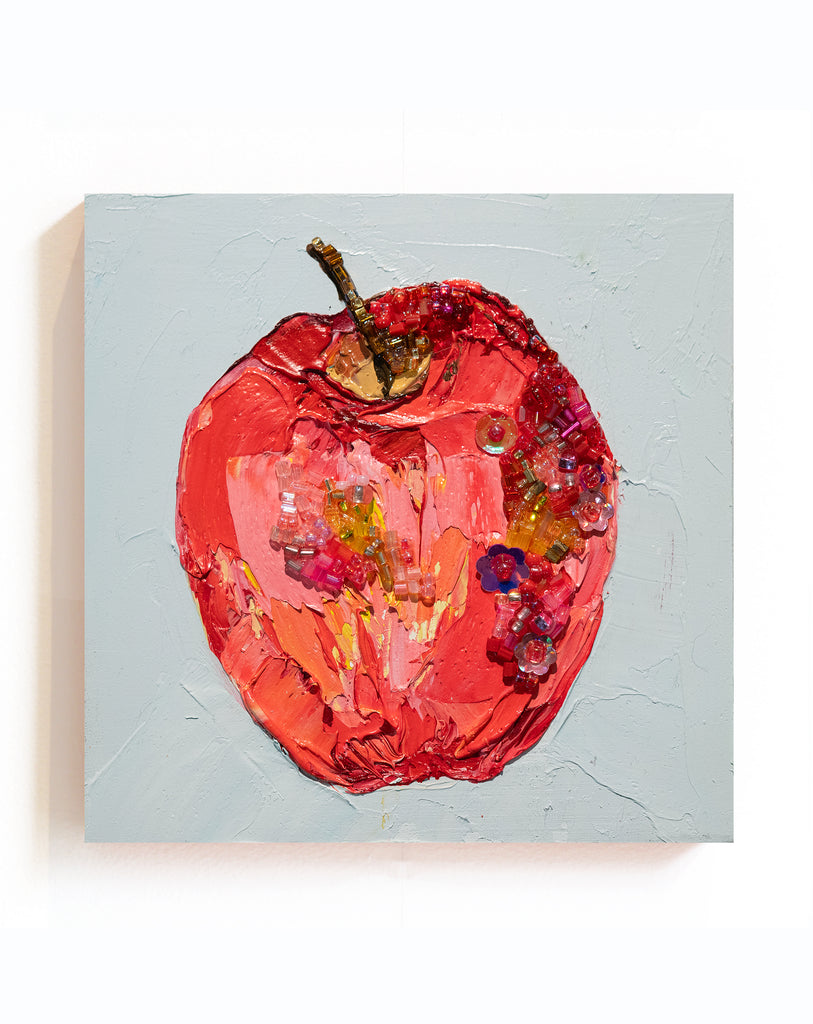 Commission Collaboration | "Glitzy Pink Lady Apple" -6" x 6" x 7/8"