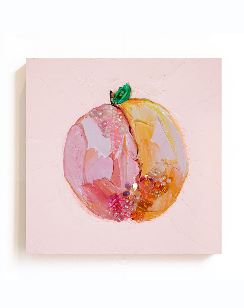 Commission Collaboration | "Shimmer Donut Peach" -6" x 6" x 7/8"