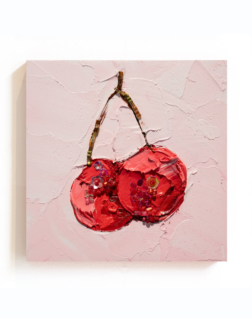 "Tulare Cherries Glimmer" -4" x 4" x 7/8"