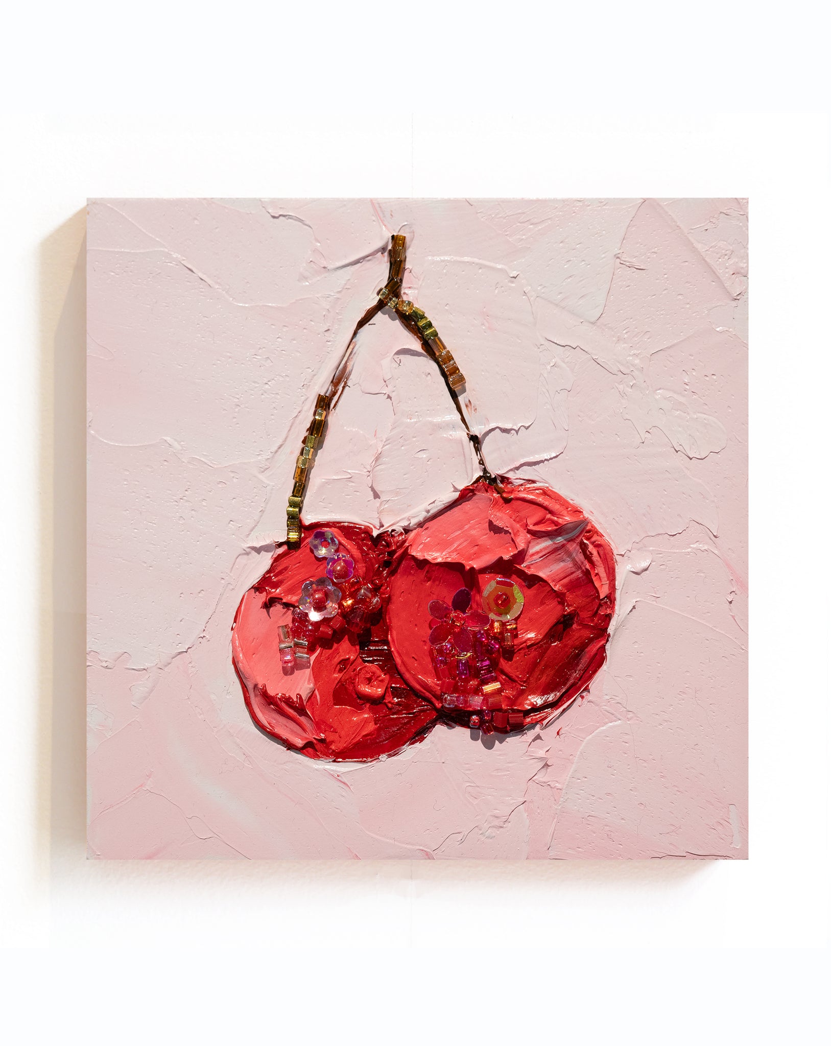 "Tulare Cherries Glimmer" -4" x 4" x 7/8"