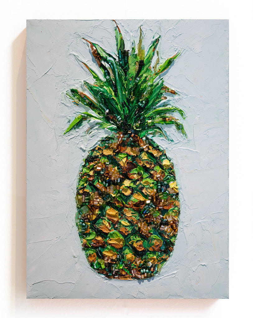 Commission Collaboration | "Shimmering Cayenne Pineapple " -10" x 8" x 7/8"