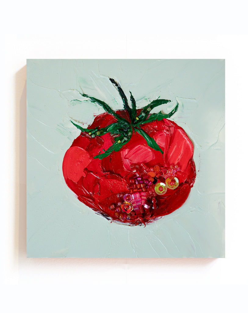 Commission Collaboration | "Heirloom Tomato Sparkle" -6" x 6" x 7/8"
