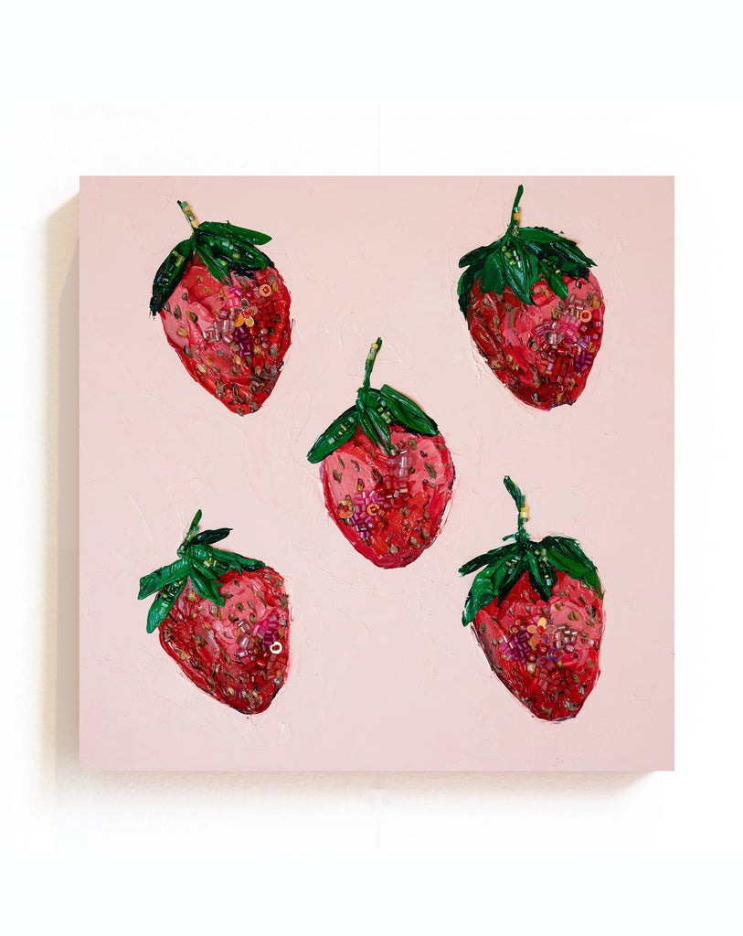 Commission Collaboration | "Earliglow Strawberry Jewel" -10" x 10" x 7/8"