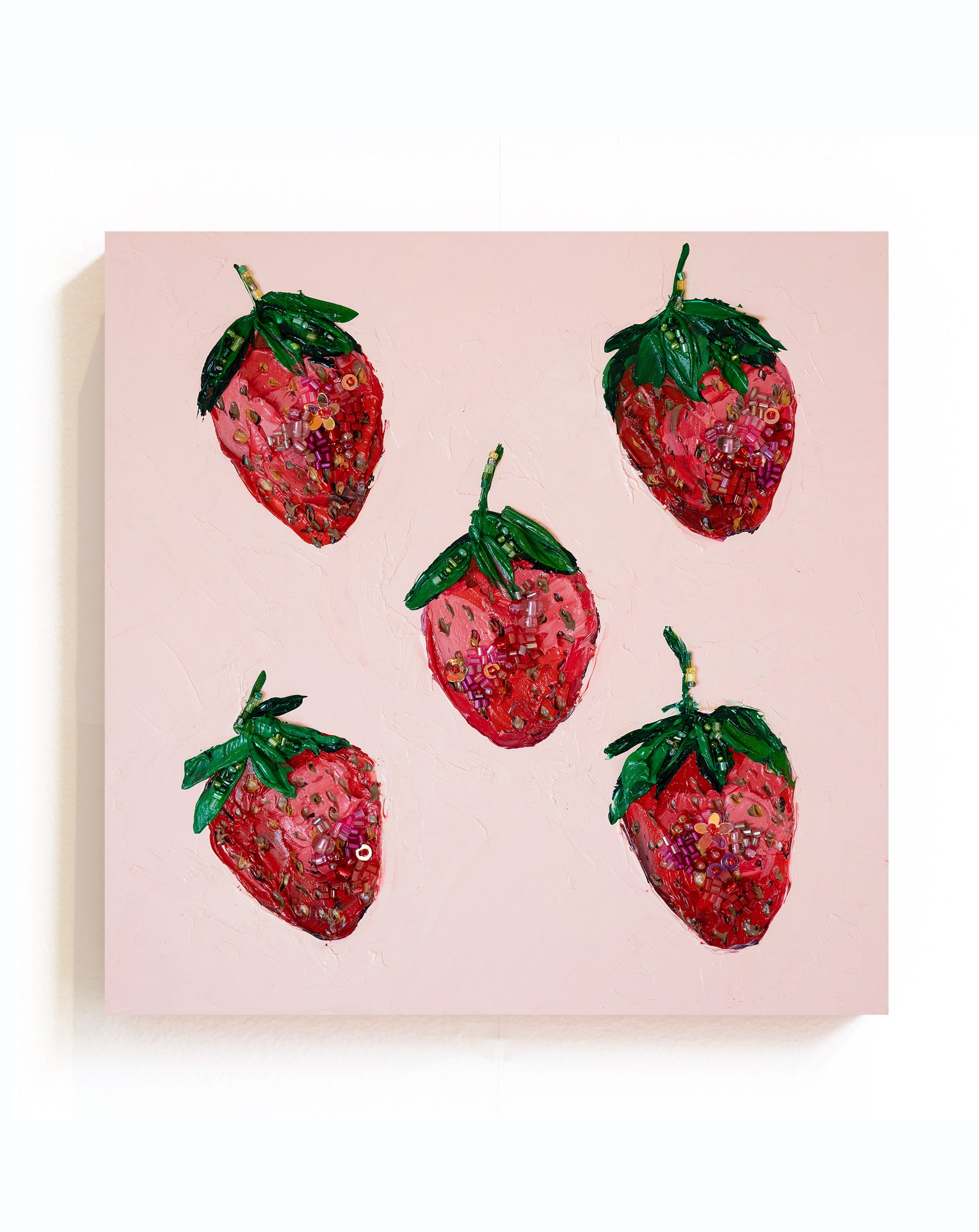 Commission Collaboration | "Earliglow Strawberry Jewel" -10" x 10" x 7/8"