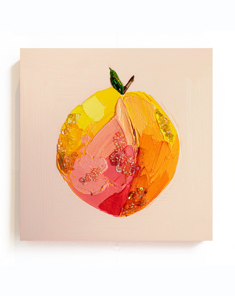 Commission Collaboration | "Red Haven Sparkle" -8" x 8" x 7/8"
