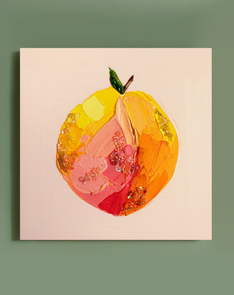 Commission Collaboration | "Red Haven Sparkle" -8" x 8" x 7/8"