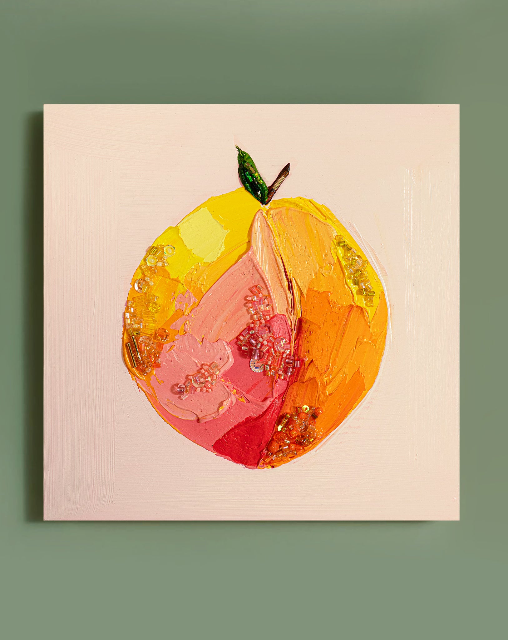 Commission Collaboration | "Red Haven Sparkle" -8" x 8" x 7/8"