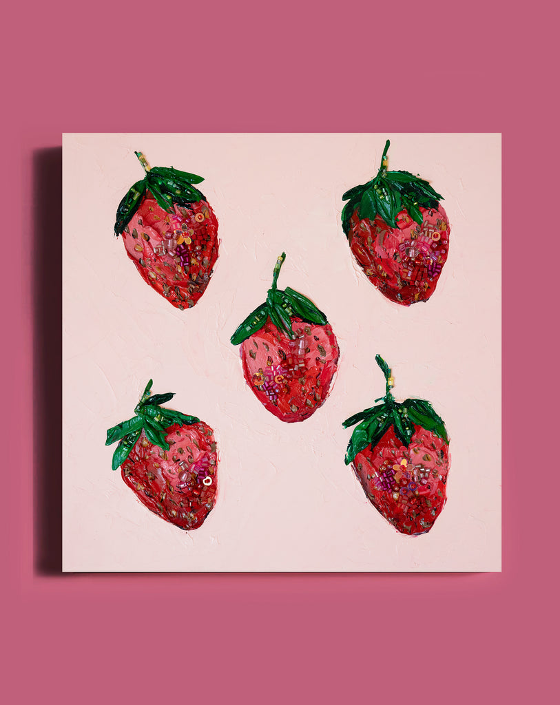 Commission Collaboration | "Earliglow Strawberry Jewel" -10" x 10" x 7/8"