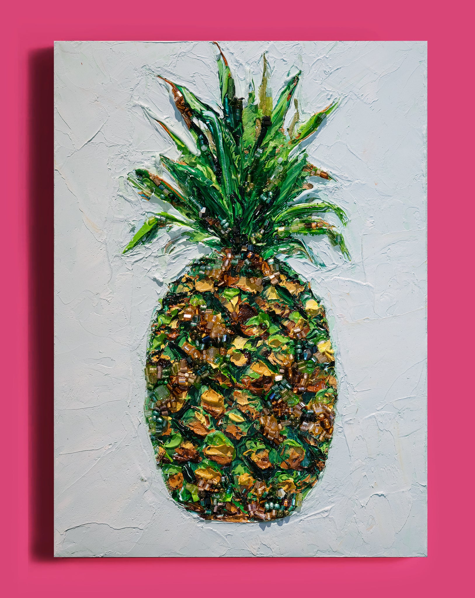 Commission Collaboration | "Shimmering Cayenne Pineapple " -10" x 8" x 7/8"