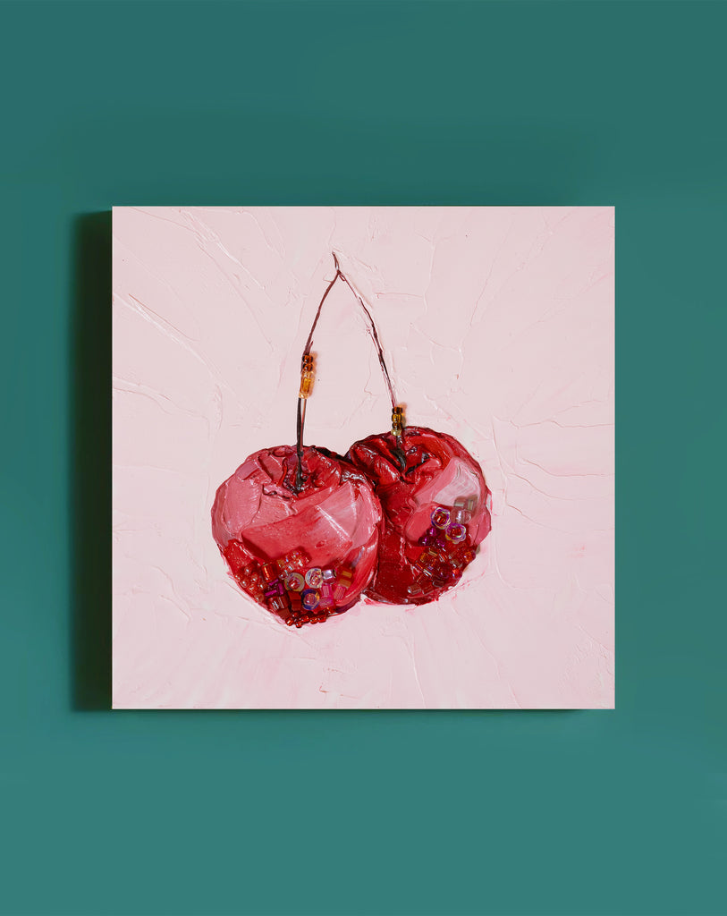 Commission Collaboration | "Stella Cherry Glimmer" -6" x 6" x 7/8"