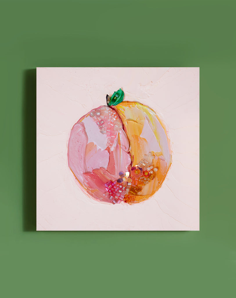 Commission Collaboration | "Shimmer Donut Peach" -6" x 6" x 7/8"