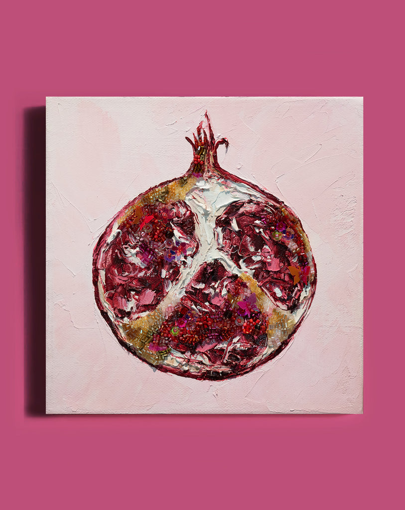 "Angel Red Pomegranate" -8" x 8" x 1.5"