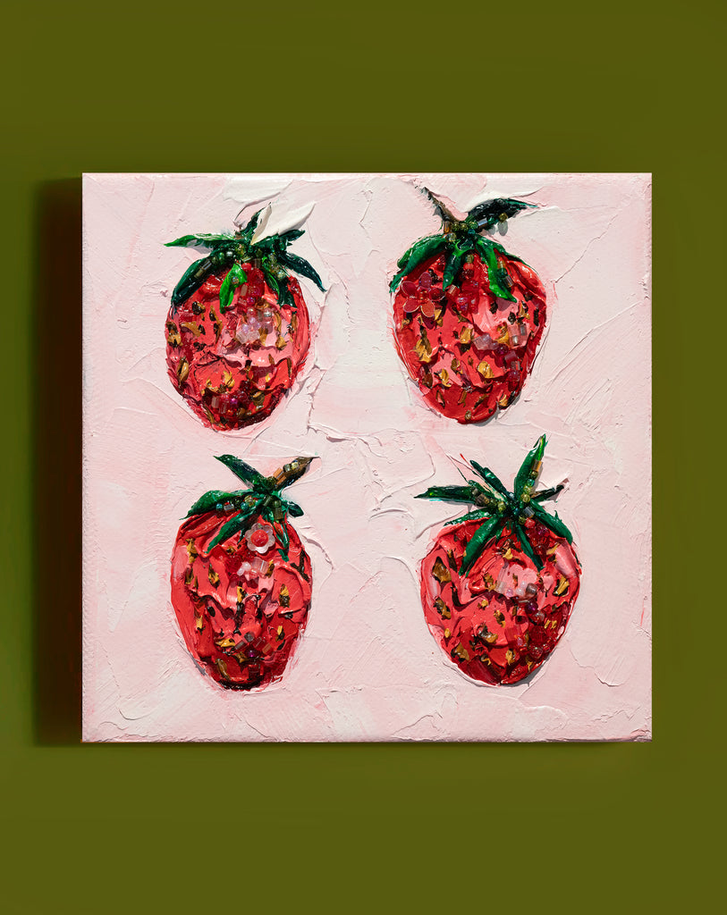 "Strawberry Quartet Jewel" -5" x 5" x 1.5"