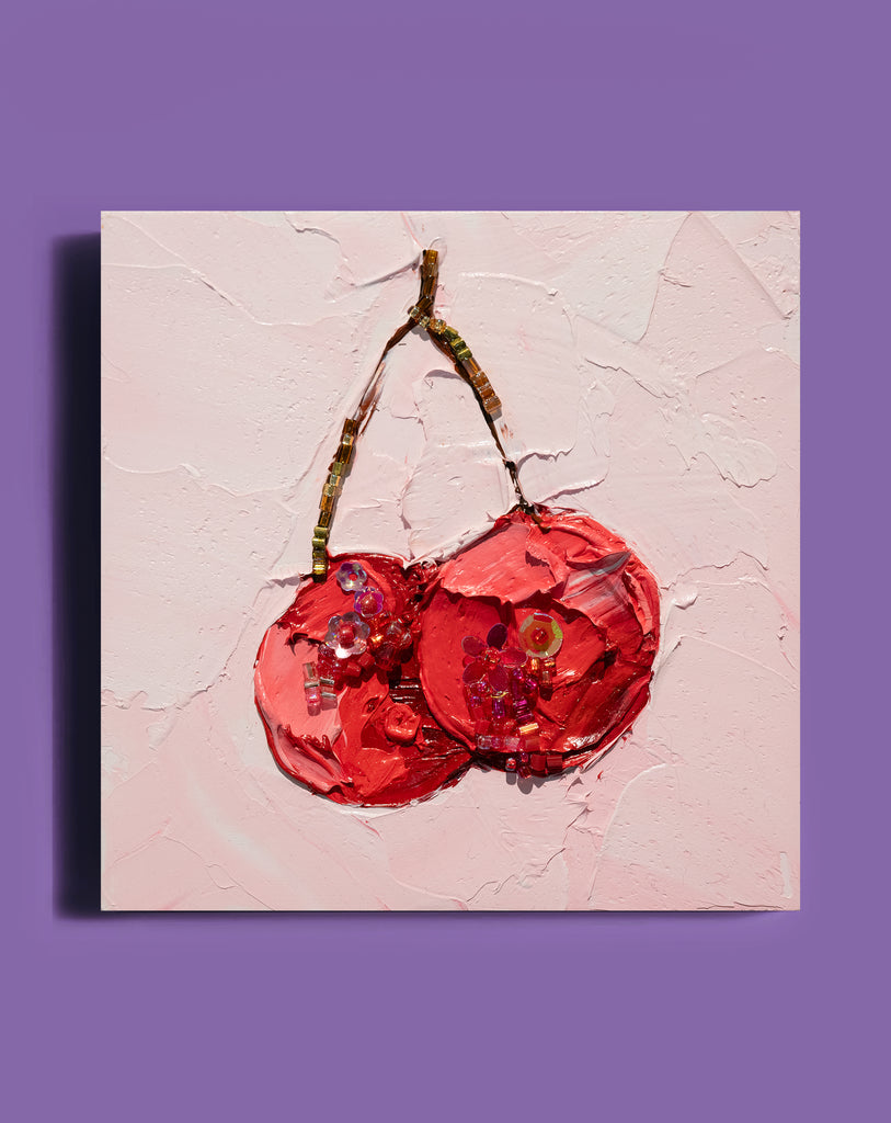 "Tulare Cherries Glimmer" -4" x 4" x 7/8"